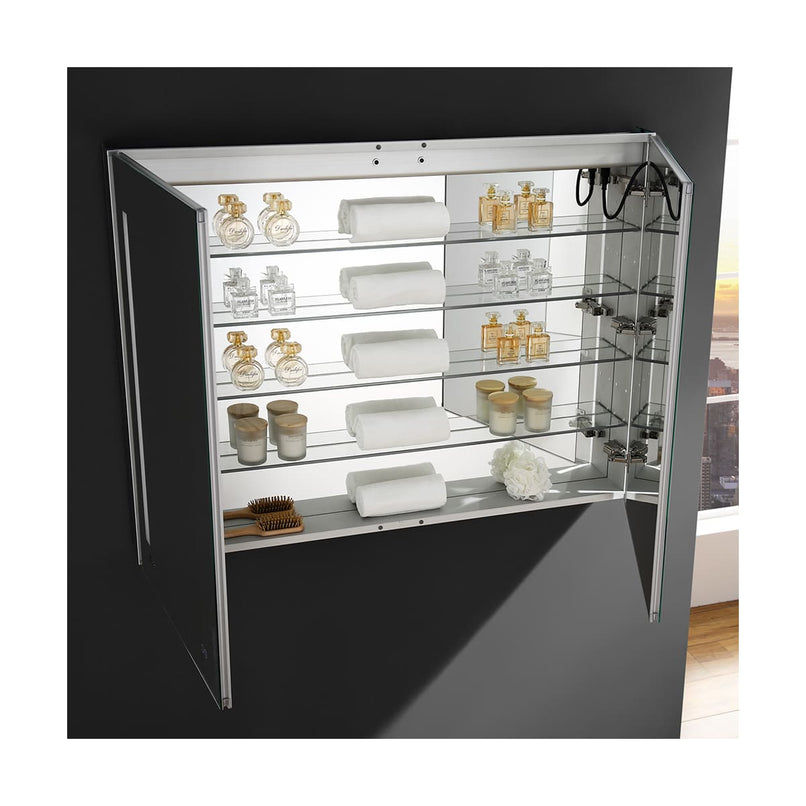 Tiempo 48" x 36" Lighted Frameless Medicine Cabinet with 4 Shelves and Defogger - image 11