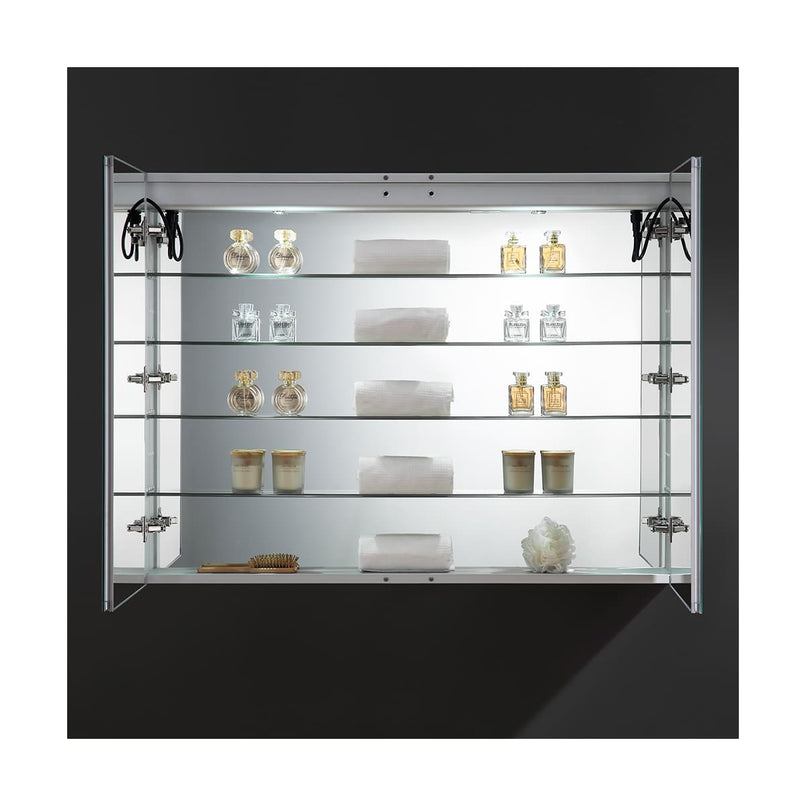 Tiempo 48" x 36" Lighted Frameless Medicine Cabinet with 4 Shelves and Defogger - image 13