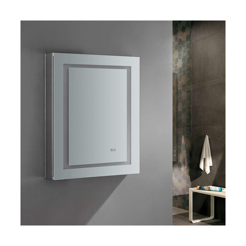 Spazio 24" x 30" Lighted Frameless Medicine Cabinet with 3 Shelves and Defogger - Left Swing Door - image 5