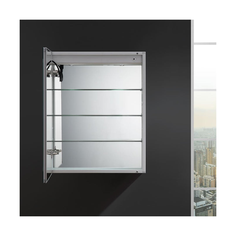 Spazio 24" x 30" Lighted Frameless Medicine Cabinet with 3 Shelves and Defogger - Left Swing Door - image 11