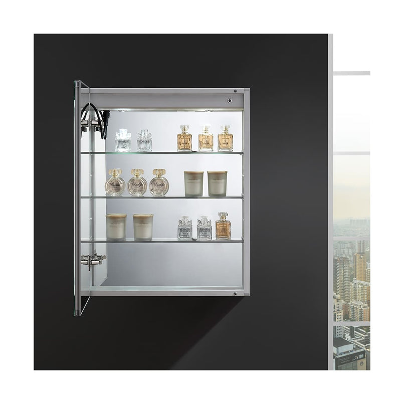 Spazio 24" x 30" Lighted Frameless Medicine Cabinet with 3 Shelves and Defogger - Left Swing Door - image 12