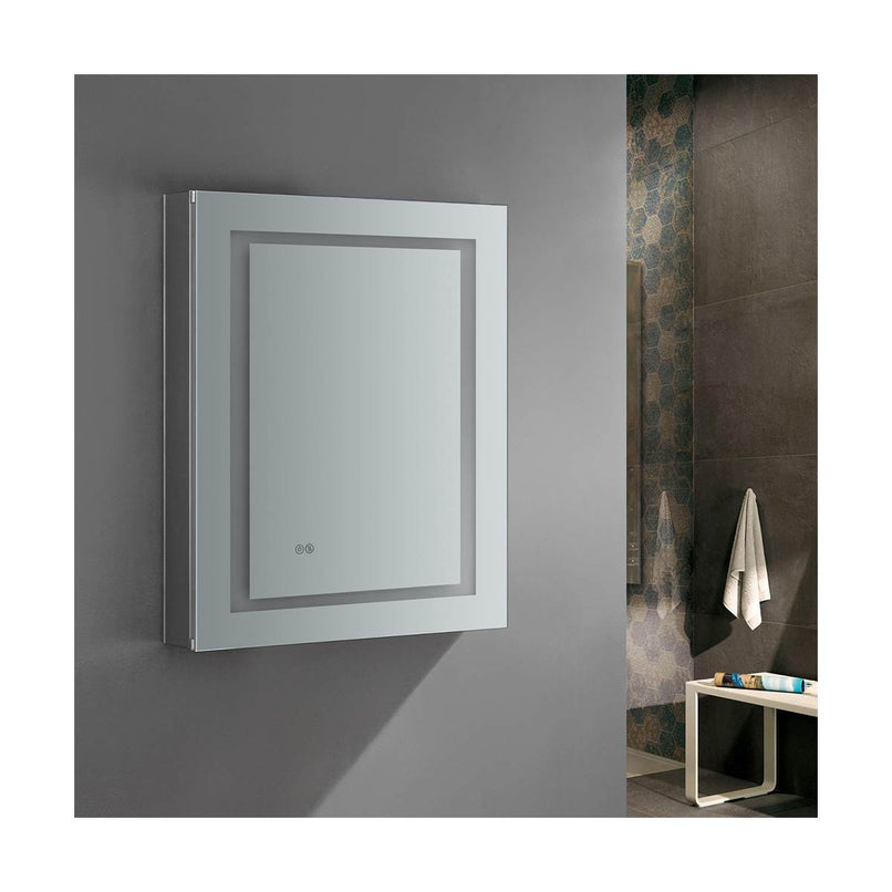 Spazio 24" x 30" Lighted Frameless Medicine Cabinet with 3 Shelves and Defogger - Right Swing Door - image 6