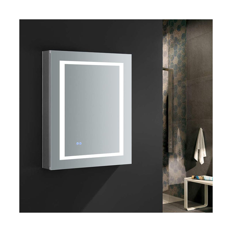 Spazio 24" x 30" Lighted Frameless Medicine Cabinet with 3 Shelves and Defogger - Right Swing Door - image 8