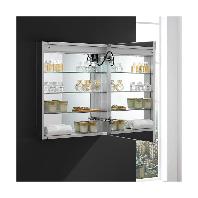 Spazio 24" x 30" Lighted Frameless Medicine Cabinet with 3 Shelves and Defogger - Right Swing Door - image 10
