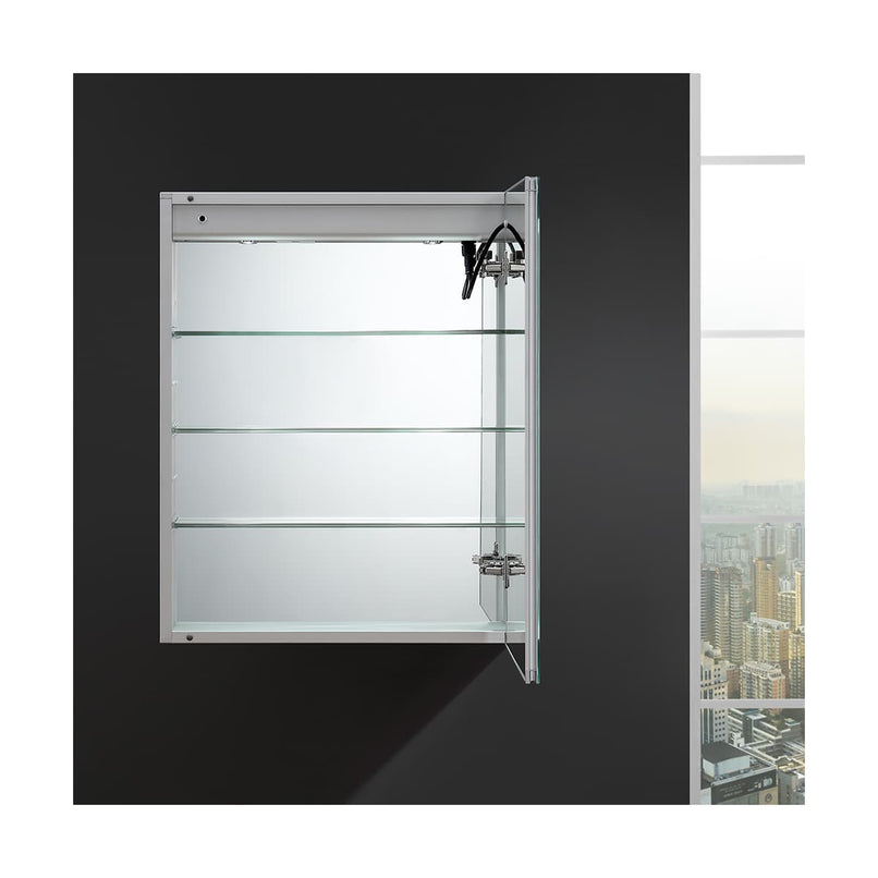 Spazio 24" x 30" Lighted Frameless Medicine Cabinet with 3 Shelves and Defogger - Right Swing Door - image 11