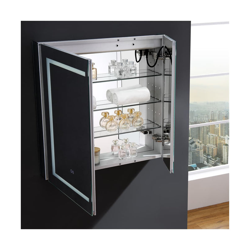 Spazio 30" x 30" Lighted Frameless Medicine Cabinet with 3 Shelves and Defogger - image 11