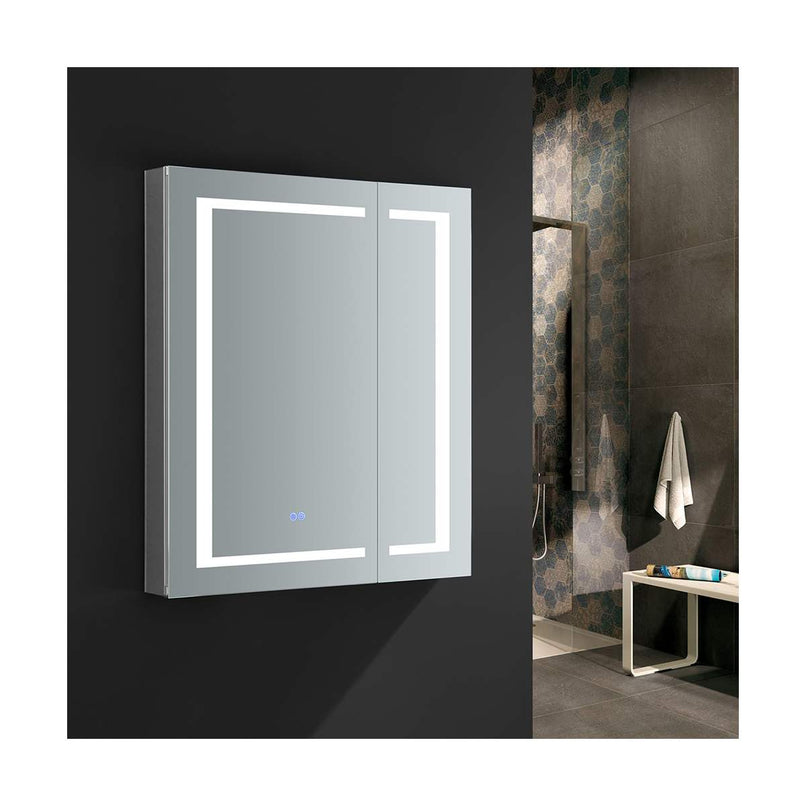 Spazio 30" x 36" Lighted Frameless Medicine Cabinet with 4 Shelves and Defogger - image 8