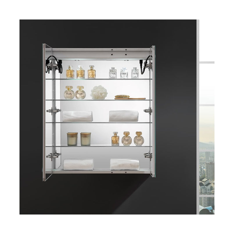Spazio 30" x 36" Lighted Frameless Medicine Cabinet with 4 Shelves and Defogger - image 13