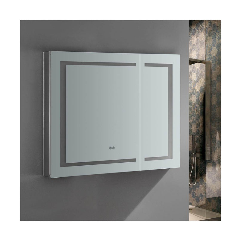 Spazio 36" x 30" Lighted Frameless Medicine Cabinet with 3 Shelves and Defogger - image 6