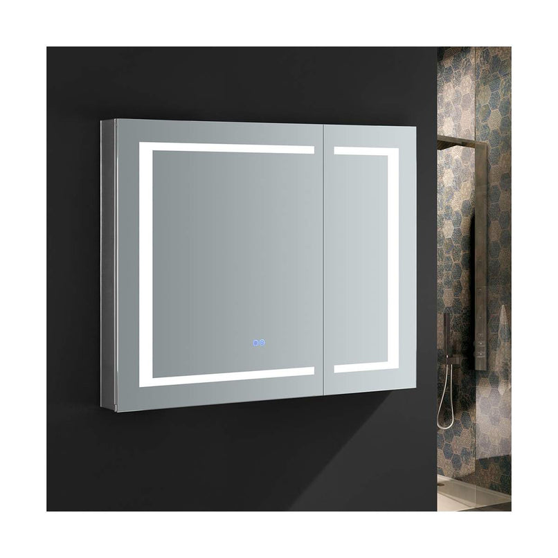 Spazio 36" x 30" Lighted Frameless Medicine Cabinet with 3 Shelves and Defogger - image 8