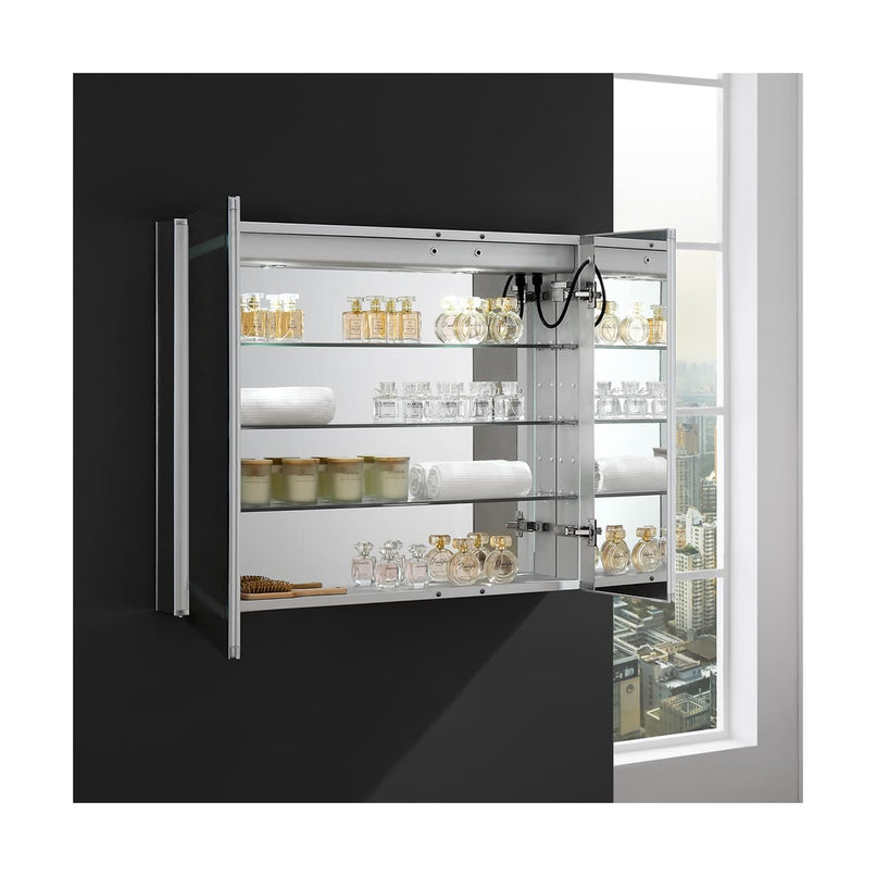 Spazio 36" x 30" Lighted Frameless Medicine Cabinet with 3 Shelves and Defogger - image 10