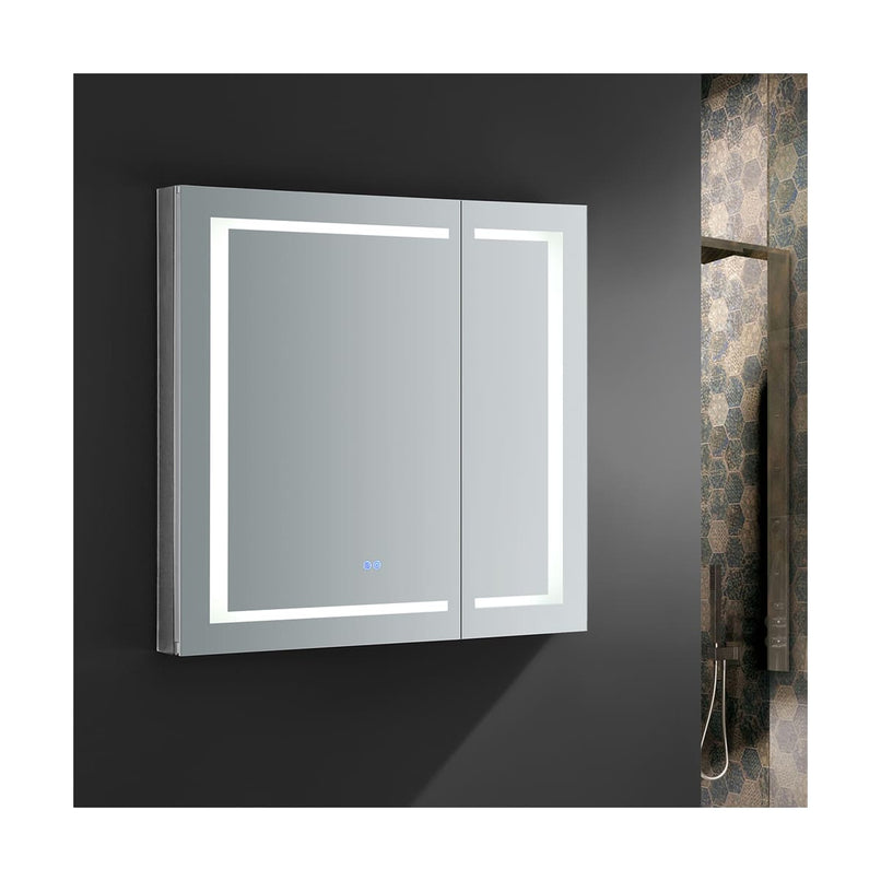 Spazio 36" x 36" Lighted Frameless Medicine Cabinet with 4 Shelves and Defogger - image 8