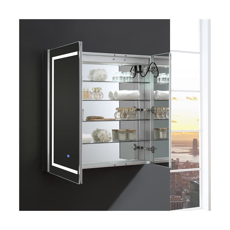 Spazio 36" x 36" Lighted Frameless Medicine Cabinet with 4 Shelves and Defogger - image 10