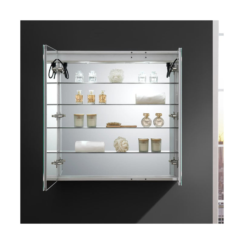 Spazio 36" x 36" Lighted Frameless Medicine Cabinet with 4 Shelves and Defogger - image 11