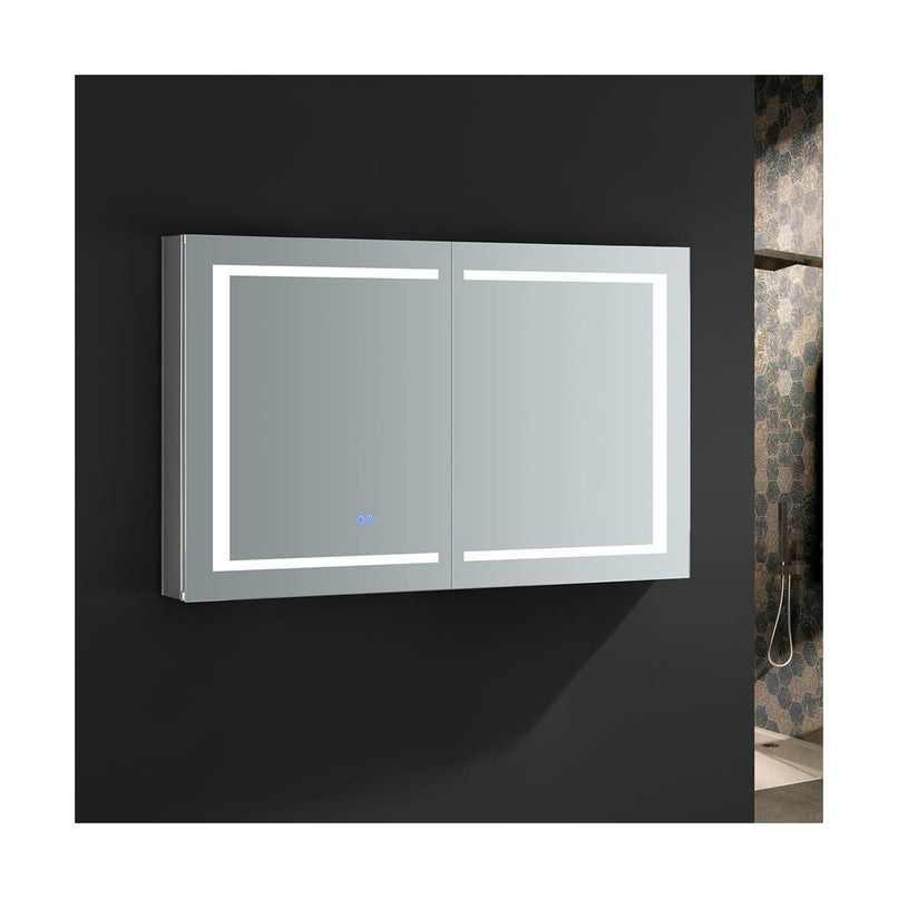 Spazio 48" x 30" Lighted Frameless Medicine Cabinet with 3 Shelves and Defogger - image 8