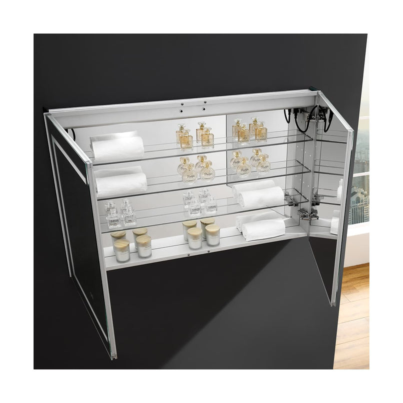 Spazio 48" x 30" Lighted Frameless Medicine Cabinet with 3 Shelves and Defogger - image 11