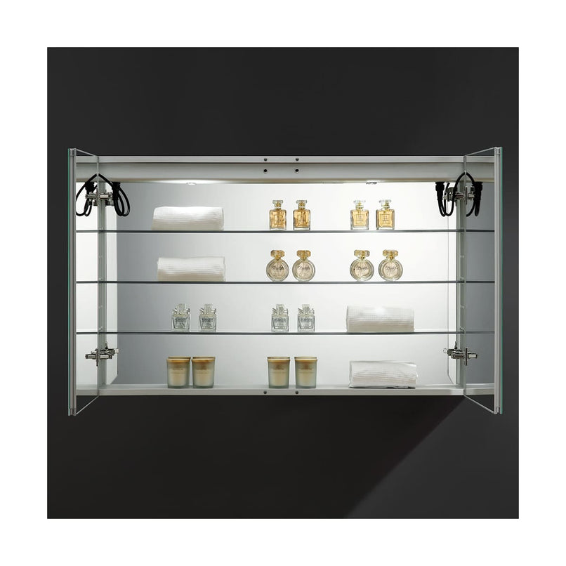 Spazio 48" x 30" Lighted Frameless Medicine Cabinet with 3 Shelves and Defogger - image 13