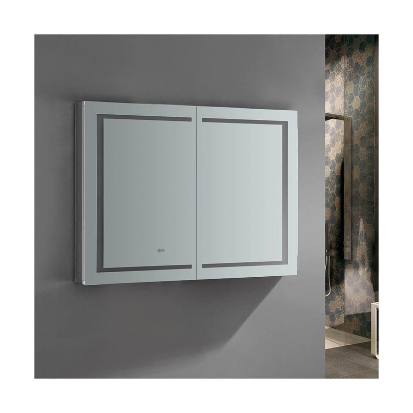 Spazio 48" x 36" Lighted Frameless Medicine Cabinet with 4 Shelves and Defogger - image 6