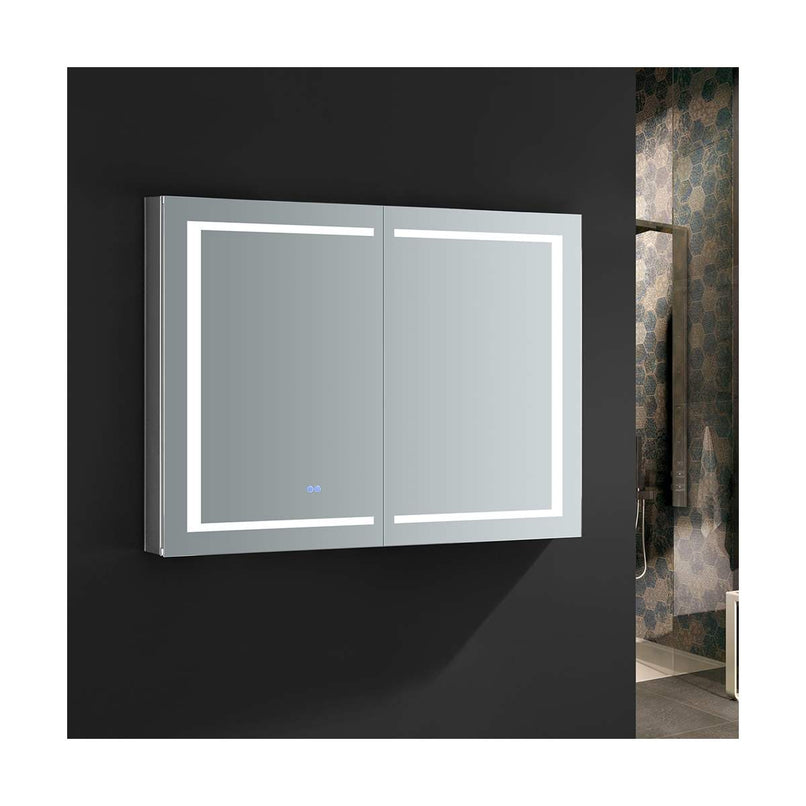 Spazio 48" x 36" Lighted Frameless Medicine Cabinet with 4 Shelves and Defogger - image 8