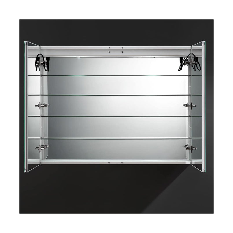 Spazio 48" x 36" Lighted Frameless Medicine Cabinet with 4 Shelves and Defogger - image 12