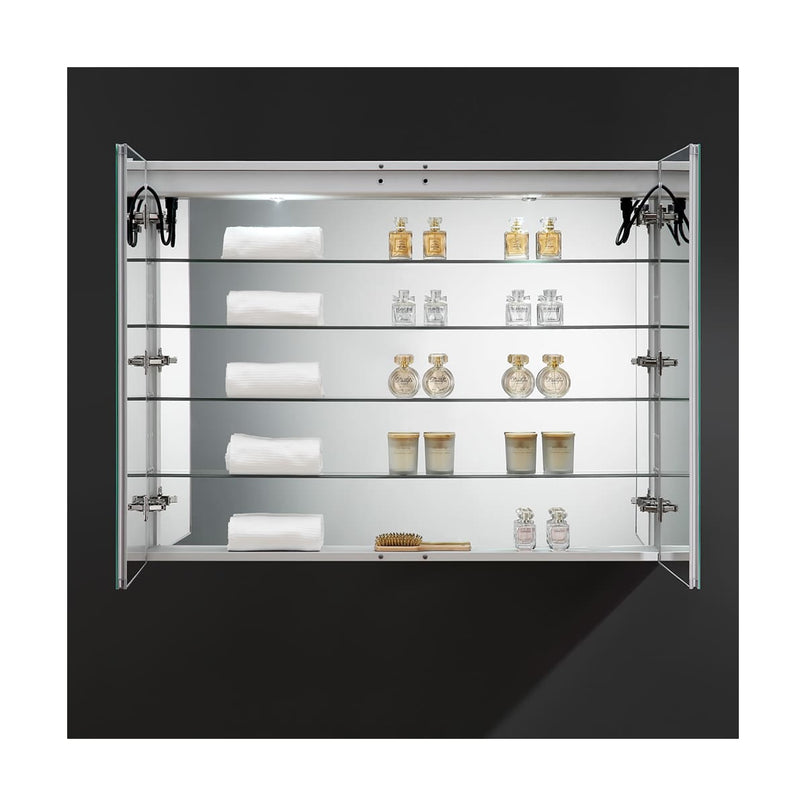 Spazio 48" x 36" Lighted Frameless Medicine Cabinet with 4 Shelves and Defogger - image 13