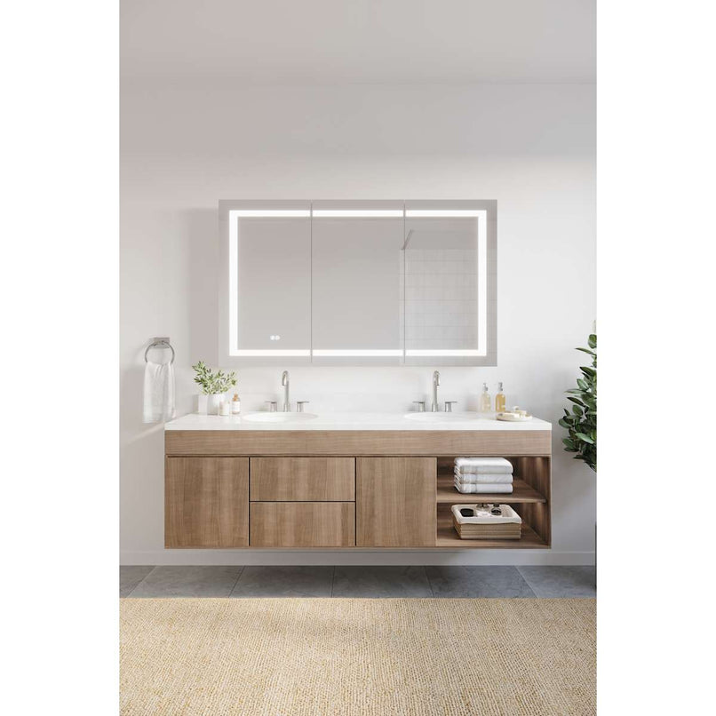 Spazio 59" x 35-3/8" Lighted Frameless Triple Door Medicine Cabinet - image 4
