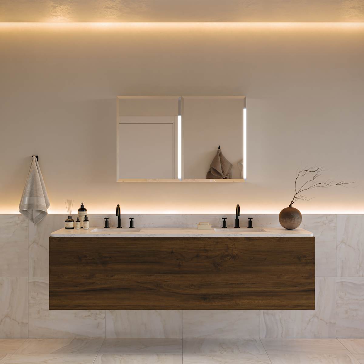 Senza 40" x 26" Frameless Double Door Medicine Cabinet