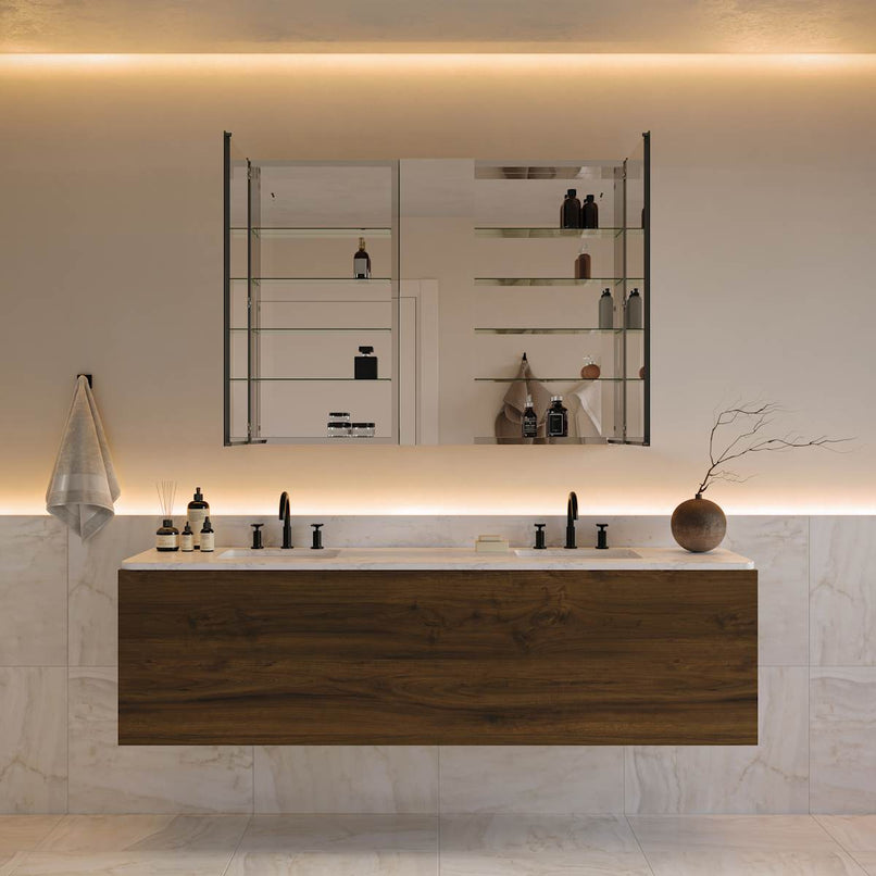 Senza 49" x 36" Frameless Triple Door Medicine Cabinet - image 4