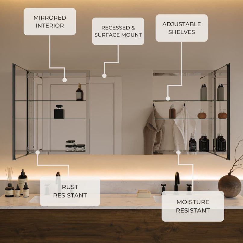 Senza 49" x 36" Frameless Triple Door Medicine Cabinet - image 6