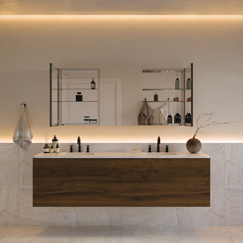 Senza 59" x 26" Frameless Triple Door Medicine Cabinet - image 4