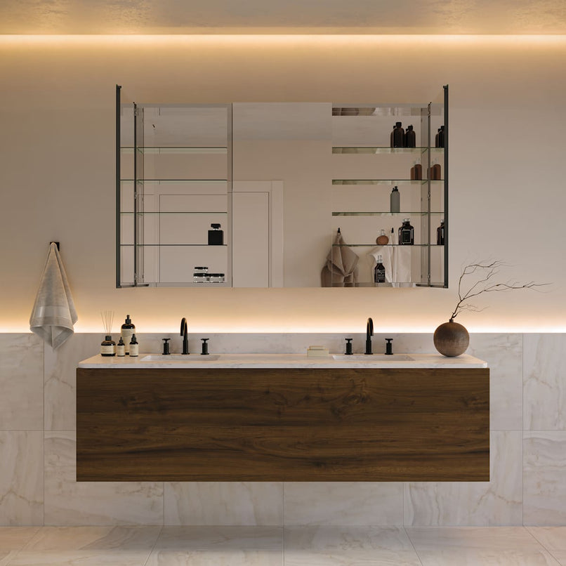 Senza 59" x 36" Frameless Triple Door Medicine Cabinet - image 4