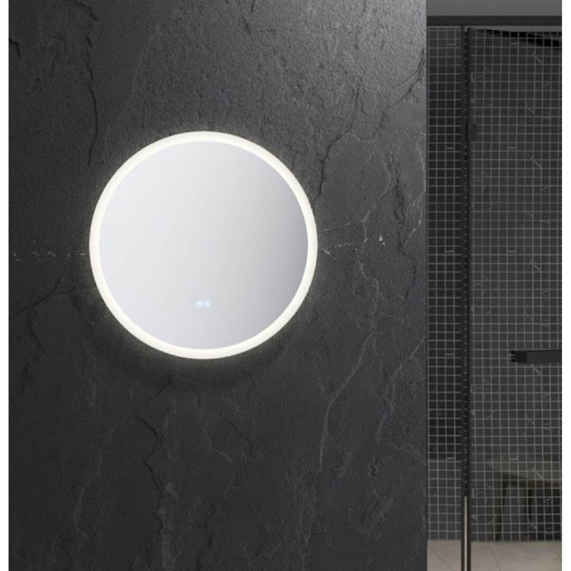 Angelo 24" Diameter Modern Circular Aluminum Frameless Bathroom Wall Mirror with LED Lighting - image 2