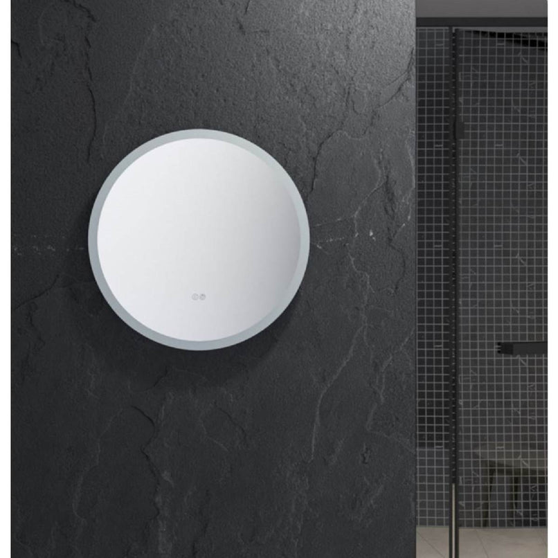 Angelo 24" Diameter Modern Circular Aluminum Frameless Bathroom Wall Mirror with LED Lighting - image 3