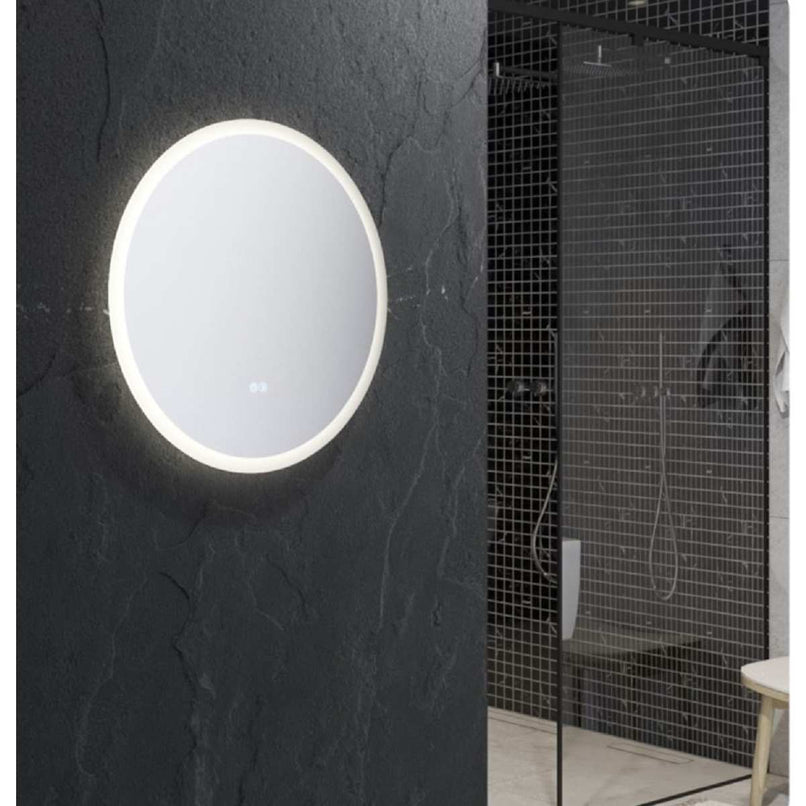 Angelo 24" Diameter Modern Circular Aluminum Frameless Bathroom Wall Mirror with LED Lighting - image 4