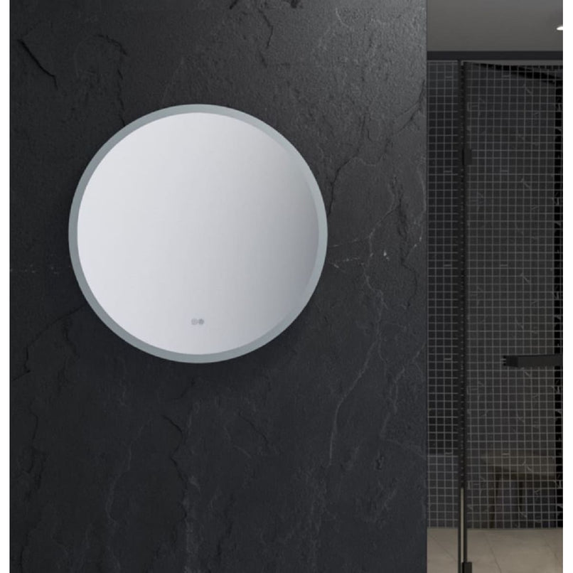 Angelo 30" Diameter Modern Circular Aluminum Frameless Bathroom Wall Mirror with LED Lighting - image 3