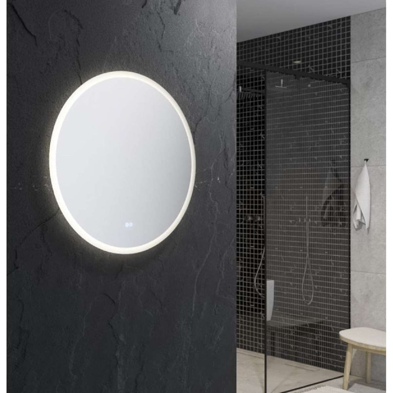 Angelo 30" Diameter Modern Circular Aluminum Frameless Bathroom Wall Mirror with LED Lighting - image 4