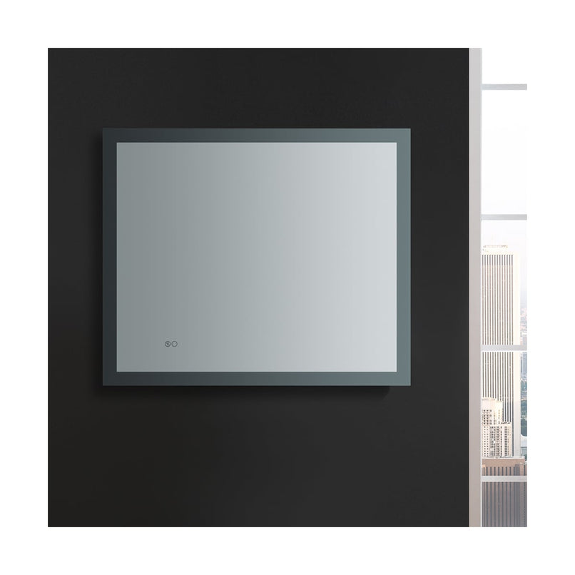 Angelo 36" W x 30" H Contemporary Rectangular Framed Bathroom Wall Mirror with Light - image 6
