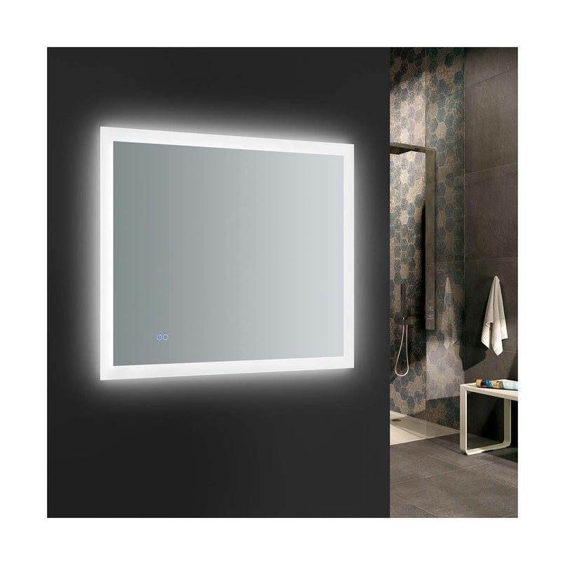 Angelo 36" W x 30" H Contemporary Rectangular Framed Bathroom Wall Mirror with Light - image 8