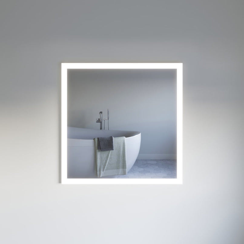 Angelo 36" W x 36" H Modern Square Aluminum Frameless Bathroom Wall Mirror with LED Lighting - image 1