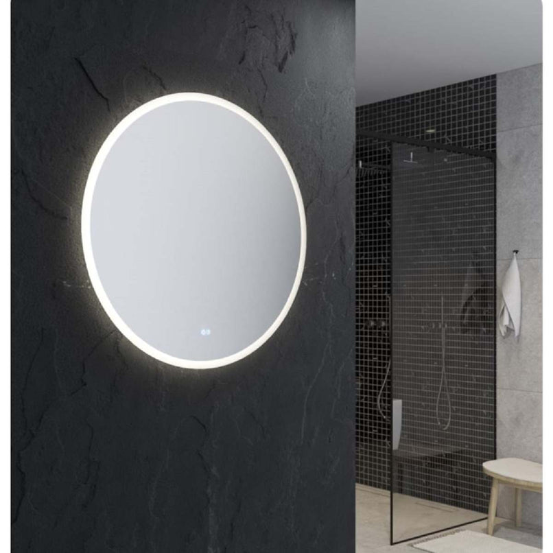 Angelo 36" Diameter Modern Circular Aluminum Frameless Bathroom Wall Mirror with LED Lighting - image 4