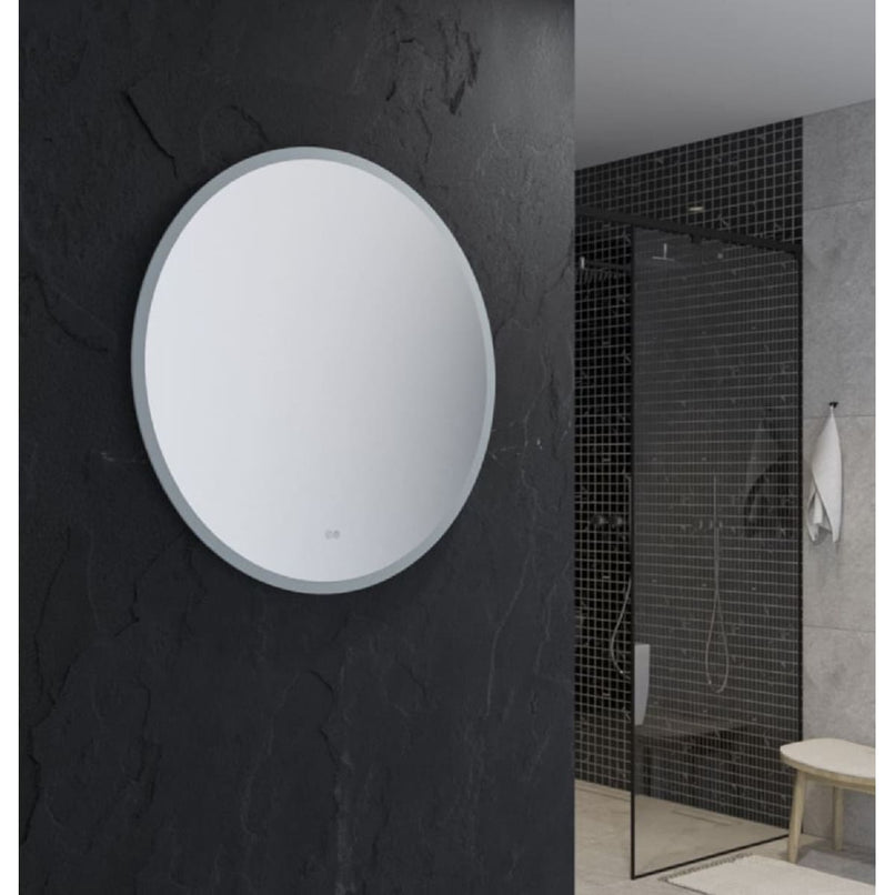 Angelo 36" Diameter Modern Circular Aluminum Frameless Bathroom Wall Mirror with LED Lighting - image 5