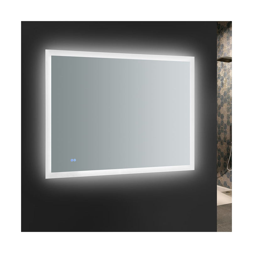 Angelo 48" W x 36" H Contemporary Rectangular Framed Bathroom Wall Mirror with Light - image 8