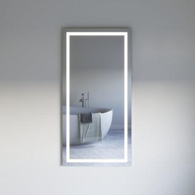 Angelo 59" x 30" Modern Rectangular Aluminum Frameless Bathroom Wall Mirror - image 1