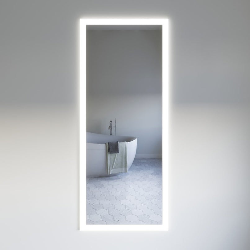 Angelo 30" W x 71" H Modern Rectangular Aluminum Frameless Bathroom Wall Mirror with LED Lighting - image 1