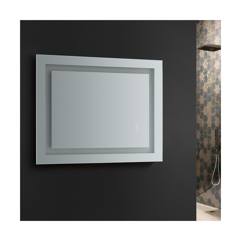 Santo 24" W x 30" H Contemporary Rectangular Framed Bathroom Wall Mirror with Light - image 4