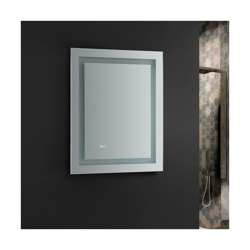 Santo 24" W x 30" H Contemporary Rectangular Framed Bathroom Wall Mirror with Light - image 5