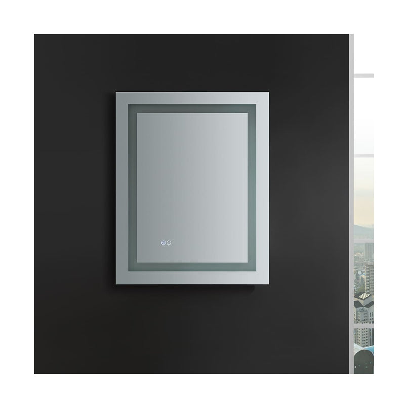 Santo 24" W x 30" H Contemporary Rectangular Framed Bathroom Wall Mirror with Light - image 6
