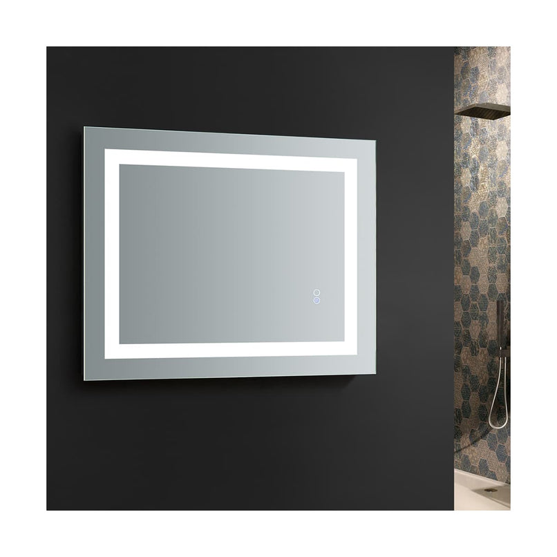 Santo 24" W x 30" H Contemporary Rectangular Framed Bathroom Wall Mirror with Light - image 7
