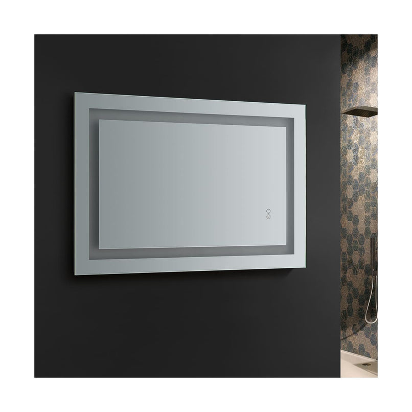 Santo 24" W x 36" H Contemporary Rectangular Framed Bathroom Wall Mirror with Light - image 4