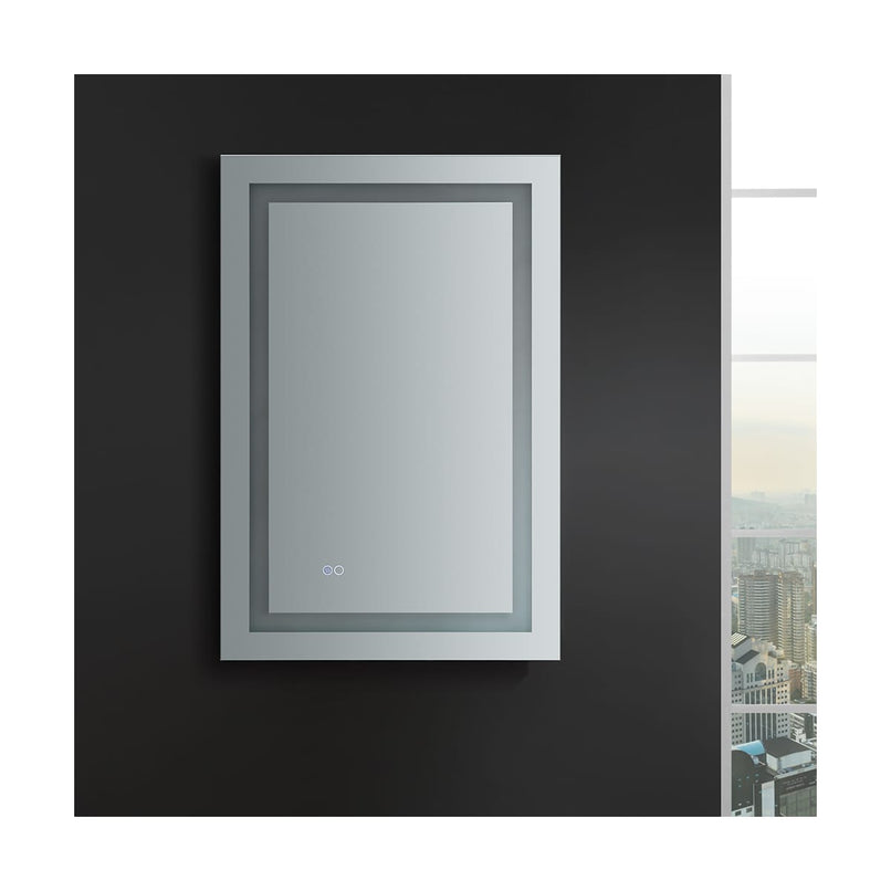 Santo 24" W x 36" H Contemporary Rectangular Framed Bathroom Wall Mirror with Light - image 7